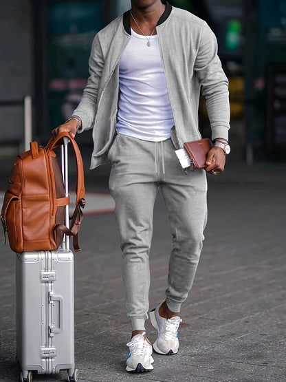 Survêtement athlétique élégant pour homme – Veste zippée avec pantalon de jogging ajustable