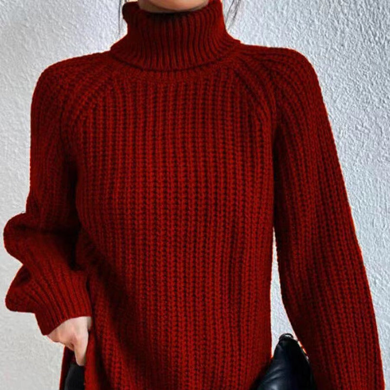 Women's sweater with a split mock neck – Soft and comfortable