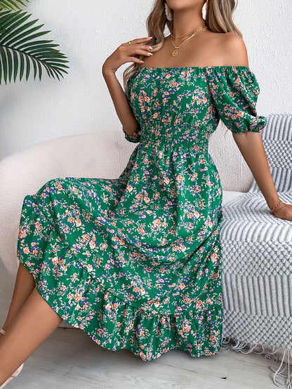 Femme Robe d’Été Mi-Longue à Fleurie Élégante Décontractée – Stylée, Flatteuse