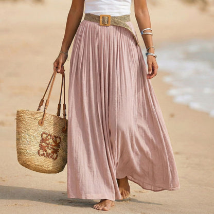 Abito maxi donna svasato con vita morbida stile spiaggia
