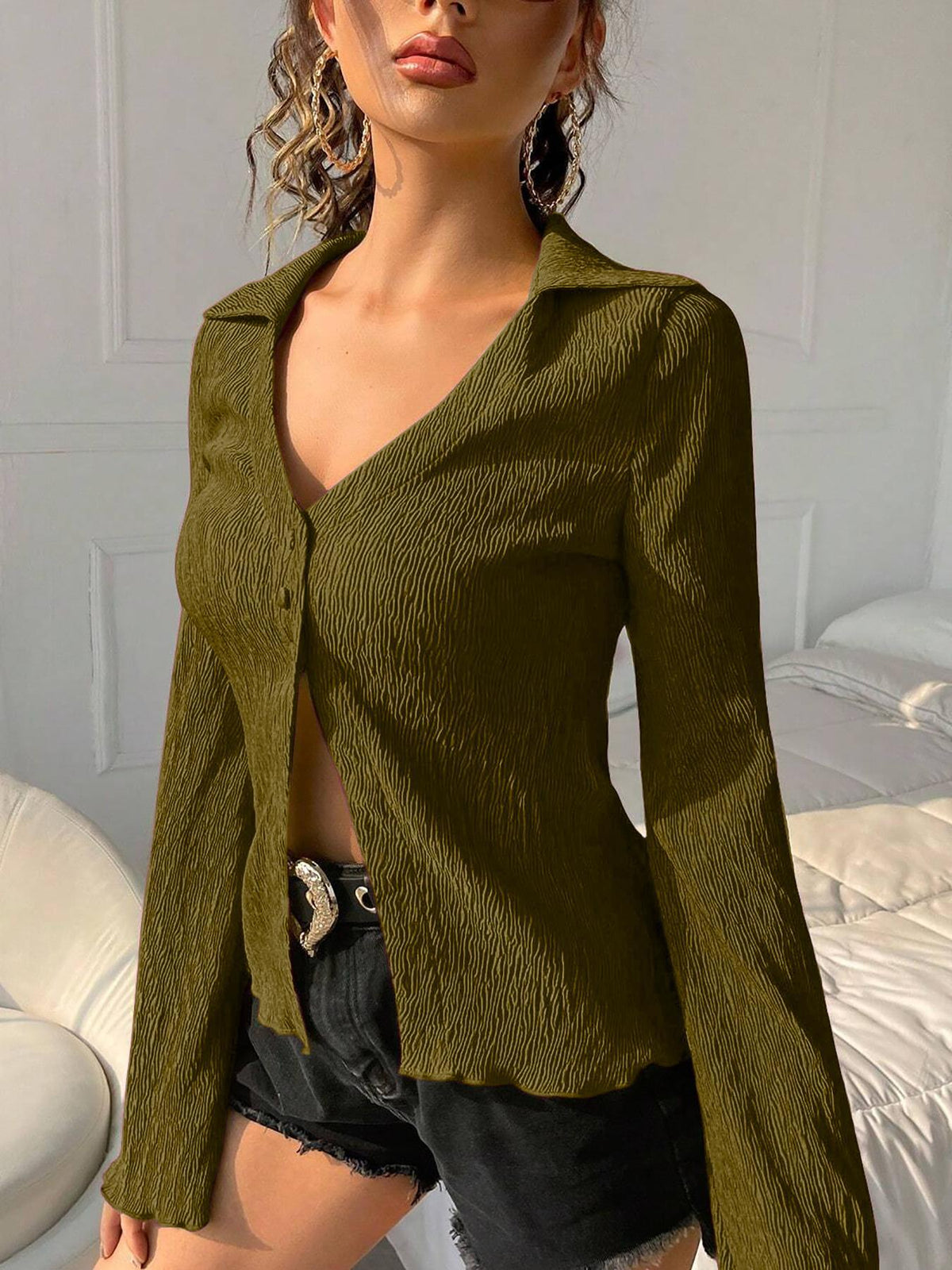 Top retro femme maille serree manches longues - Doux et facile