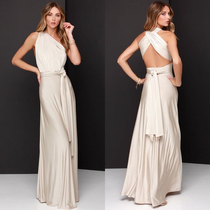 Femme Dos Ouvert Invitée de Mariage Maxi Robe – Élégante, Aérée, Léger
