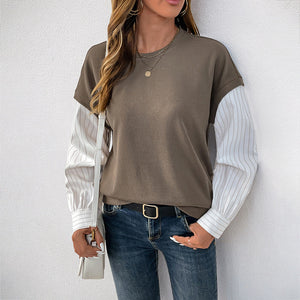 Maglione Mock Two-Pieces da Donna con Collo Rotondo e Maniche Lunghe | Perfetto per l’Autunno