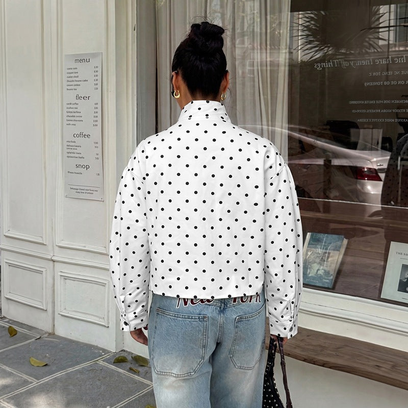 Manteau femme a pois manches longues - Decontracte et leger