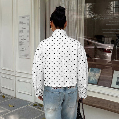 Manteau femme a pois manches longues - Decontracte et leger