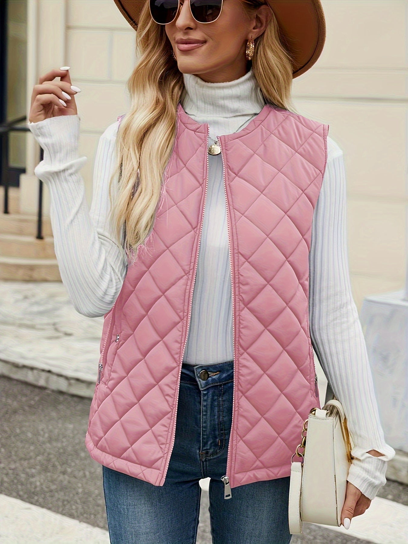 Gilet matelassé élégant sans manches pour femme – Vêtement léger d’extérieur