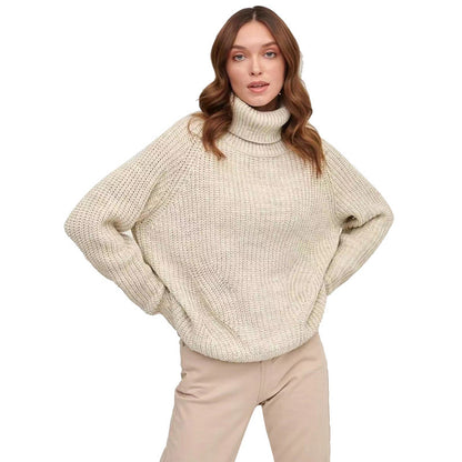Women’s thick-knit turtleneck sweater – Loose and comfortable fit
