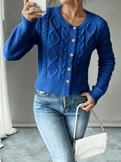 Cárdigan de punto trenzado para mujer con botones - Elegante y suave