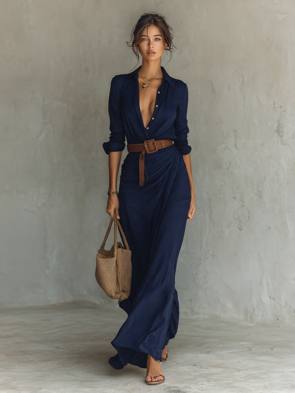 Robe chemise longue femme – Coupe fluide élégante pour l’été