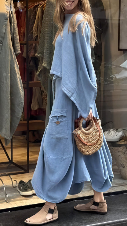 Ensemble 2 pièces femme ample – Haut large et pantalon fluide avec poches