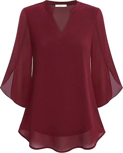 Blouse en Chiffon Élégante pour Femme – Haut Décontracté Coupe A-Line