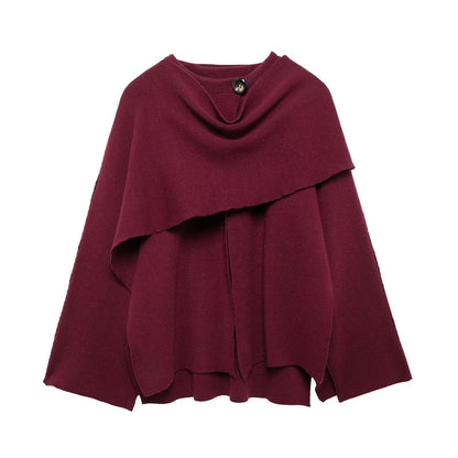 Cape Écharpe Élégante Femme – Manteau Asymétrique Oversize en Maille