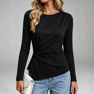Top femme plis torsades manches longues - Elegant et facile