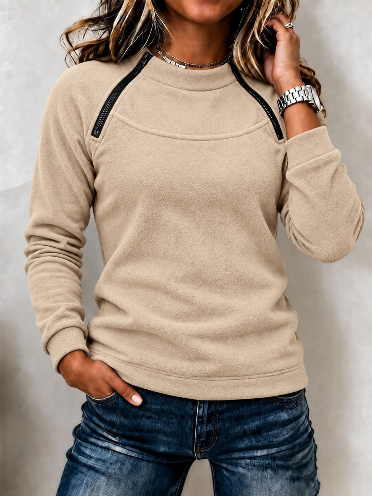 Sweat thermique femme col montant - Chaud et casual
