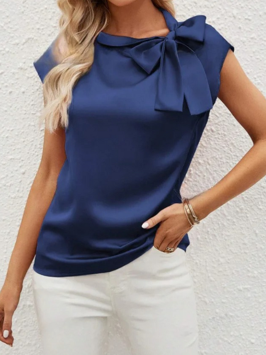 Blouse en satin pour femme avec nœud