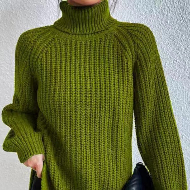 Women's sweater with a split mock neck – Soft and comfortable
