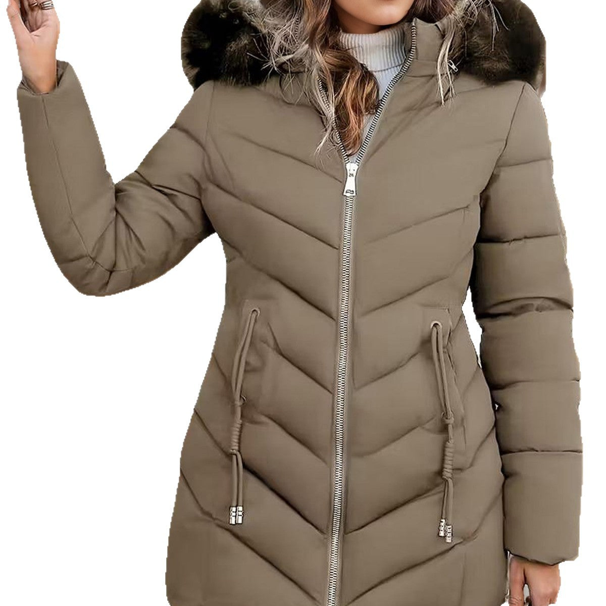 Women's slim-fit hooded puffer jacket - Warm and versatile
