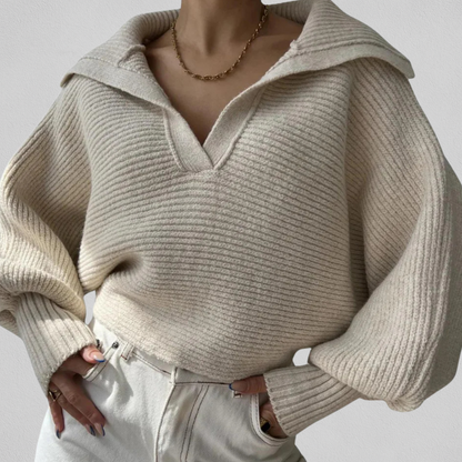 Sweater til kvinder med V-hals og rummelig pasform - Blød og nem
