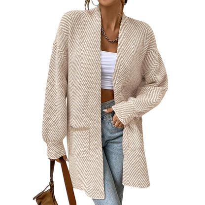 Long women's sweater with pockets - Loose and casual