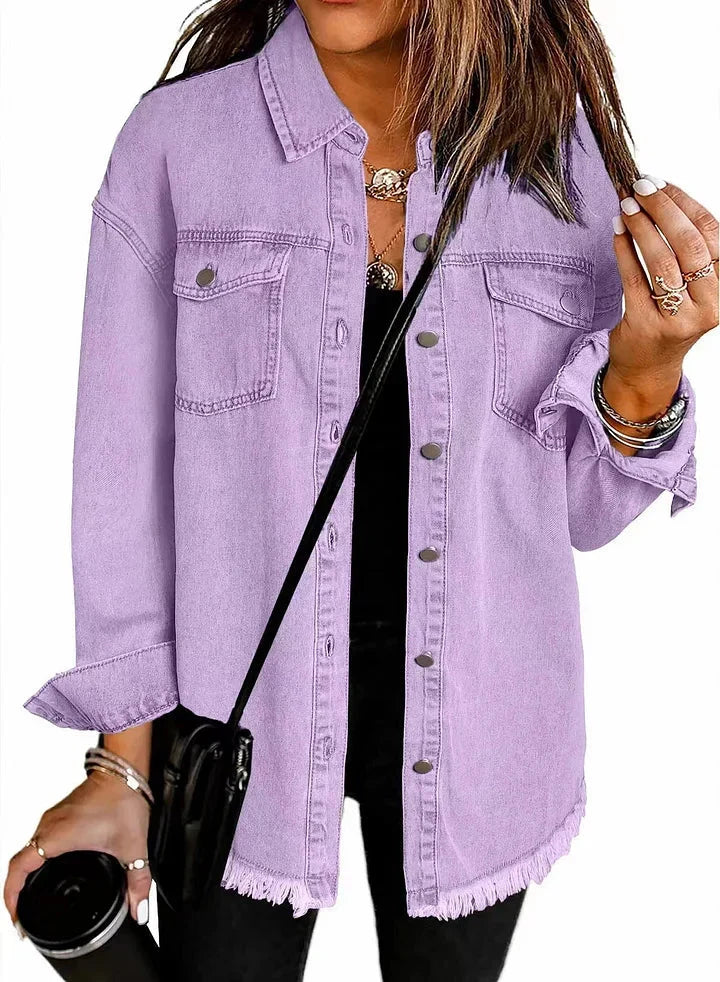 Veste en jean classique pour femme – Un modèle intemporel et décontracté, à boutons, idéal pour les superpositions au quotidien