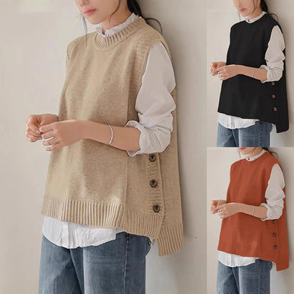Women’s Sleeveless Retro-Style Pullover – Cozy Vintage Layering Piece