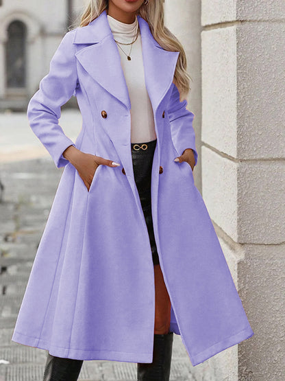 Trench long femme croise a revers - Decontracte et elegant