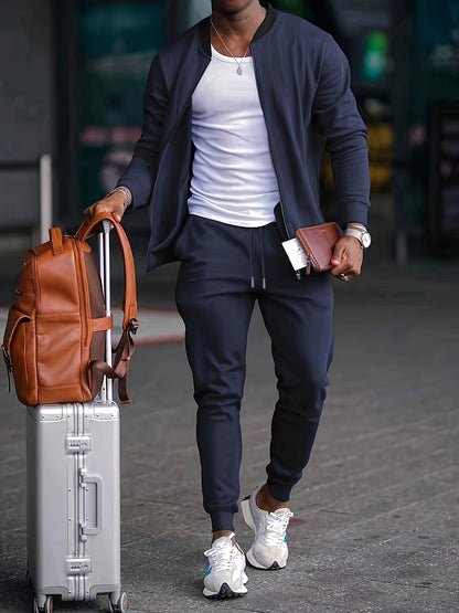 Survêtement athlétique élégant pour homme – Veste zippée avec pantalon de jogging ajustable