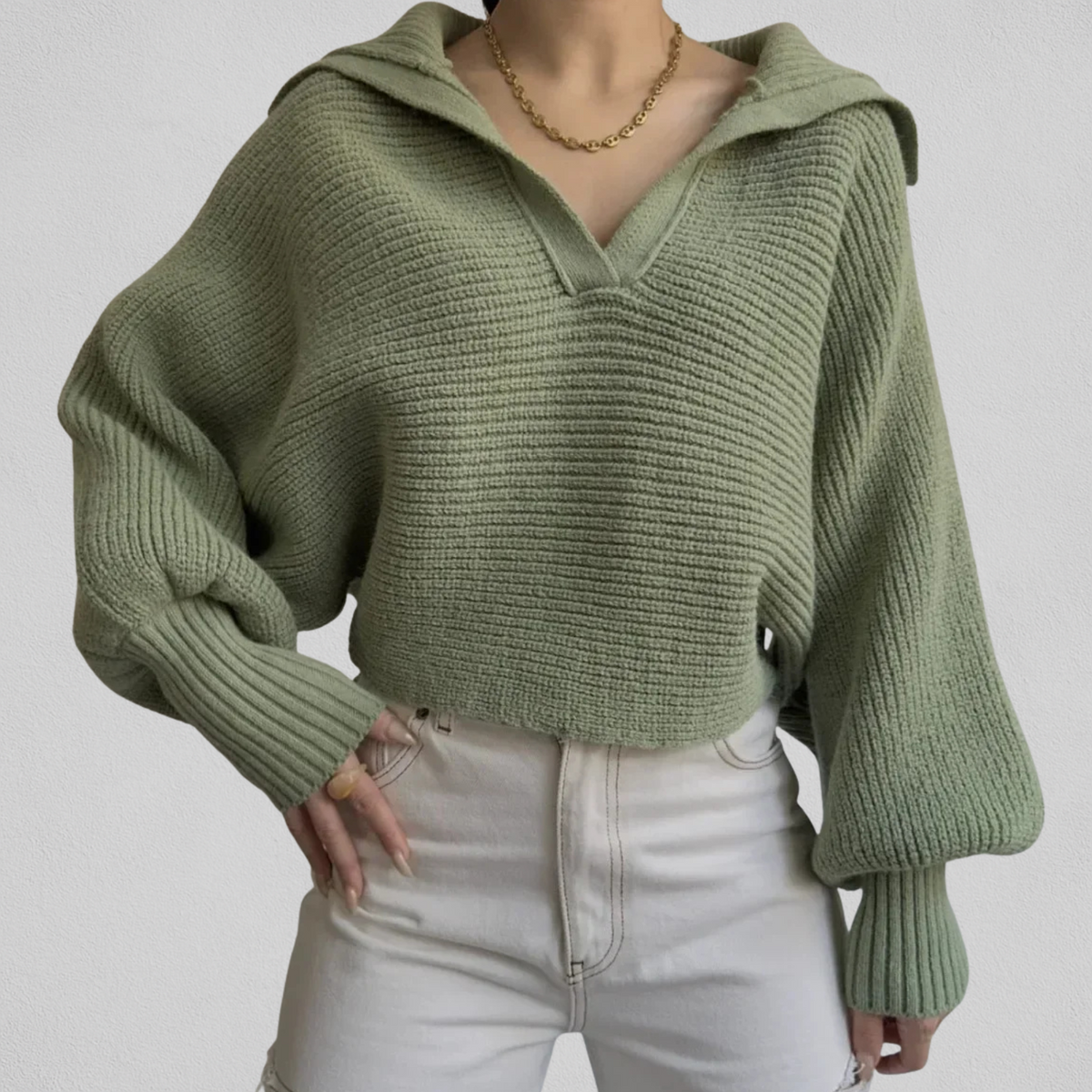 Sweater til kvinder med V-hals og rummelig pasform - Blød og nem