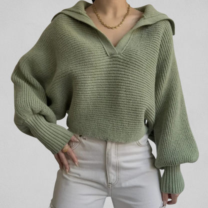Sweater til kvinder med V-hals og rummelig pasform - Blød og nem