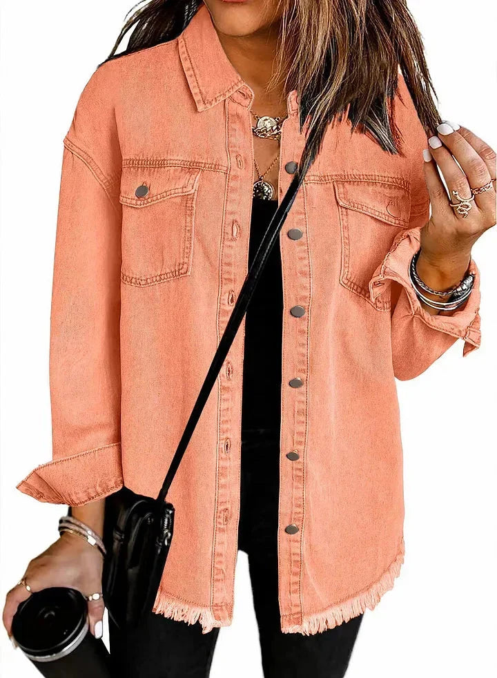Veste en jean classique pour femme – Un modèle intemporel et décontracté, à boutons, idéal pour les superpositions au quotidien