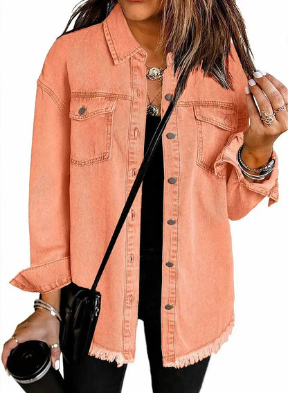 Veste en jean classique pour femme – Un modèle intemporel et décontracté, à boutons, idéal pour les superpositions au quotidien