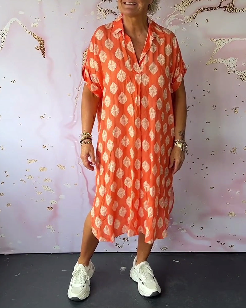 Robe Décontractée Femme Printemps – Col À Revers Manches Courtes Style Estival
