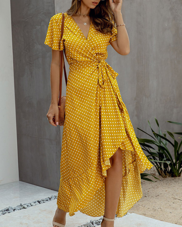Robe Cache-Cœur Florale Élégante pour Femme – Style Estival à Volants