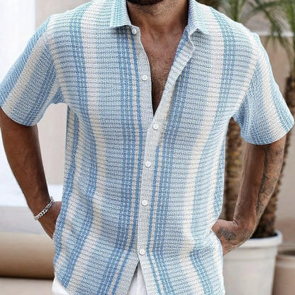 Chemise de plage décontractée pour hommes, slim fit et imprimé 3D – Haut d’été à manches courtes