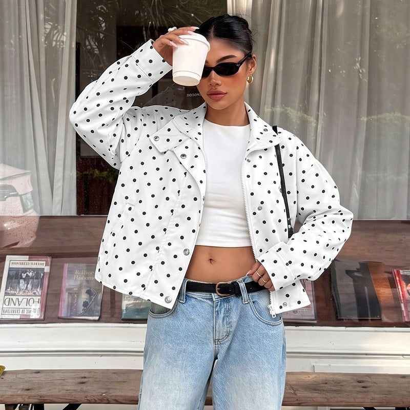 Manteau femme a pois manches longues - Decontracte et leger