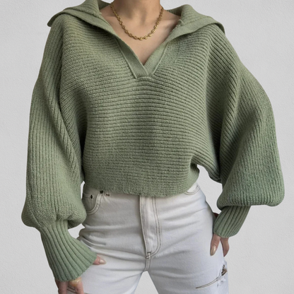 Sweater til kvinder med V-hals og rummelig pasform - Blød og nem