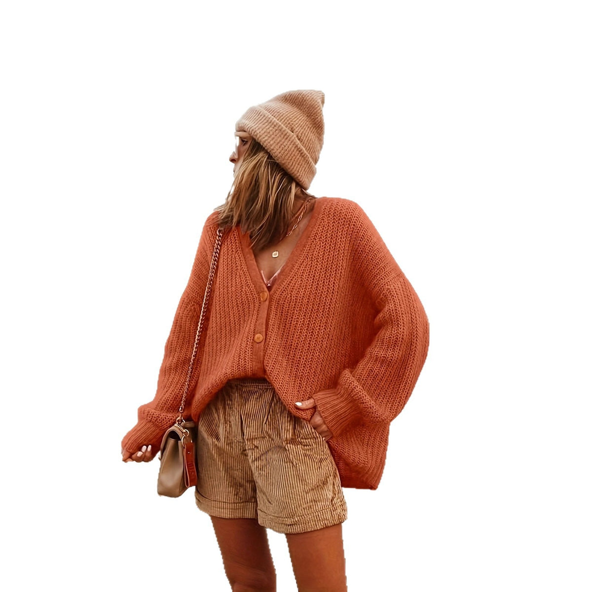 Haut Femme en Maille à Col V – Style Décontracté Doux et Tendance au Quotidien