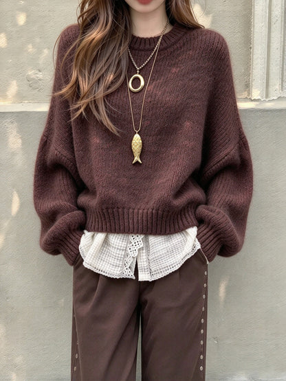 Maglione rétro da donna con maniche a lanterna - Morbido e femminile