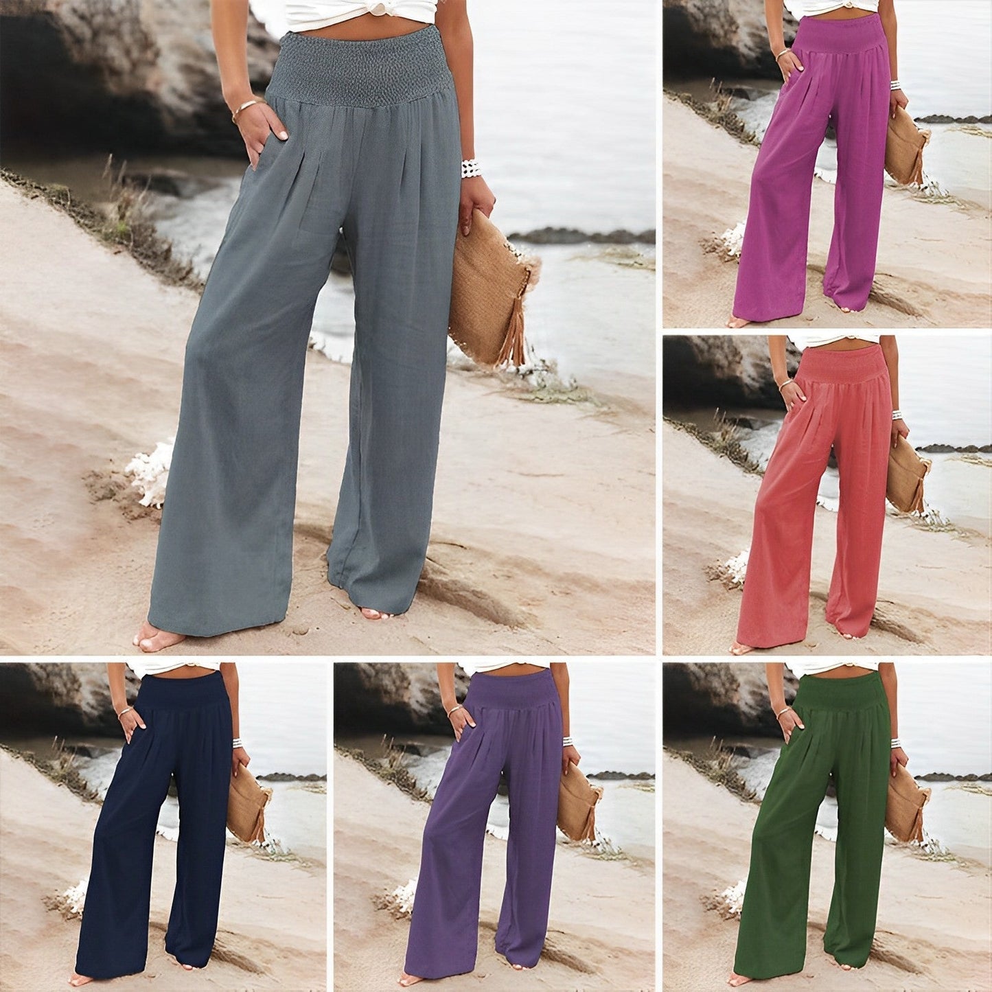 Pantaloni donna larghi e fluidi con vita comoda