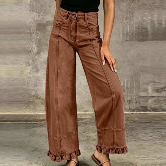 Loose jeans med brede ben til kvinder – Afslappede og elegante jeans med høj talje, ideelle til et urbant hverdagslook