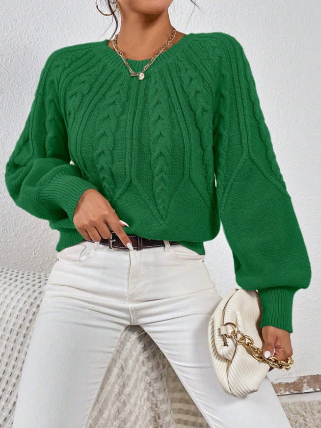 Women's crew-neck cable-knit sweater - Soft and versatile