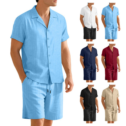 Casual shirt and trousers set for men – Short sleeve durable everyday outfit