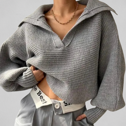 Sweater til kvinder med V-hals og rummelig pasform - Blød og nem