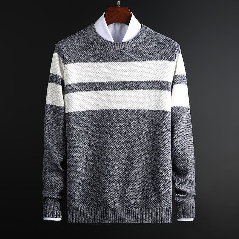 Pull ras du cou à rayures pour homme – Tricot confortable et élégant