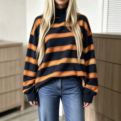 Sweatshirt femme imprimé à rayures – Décontracté et tendance