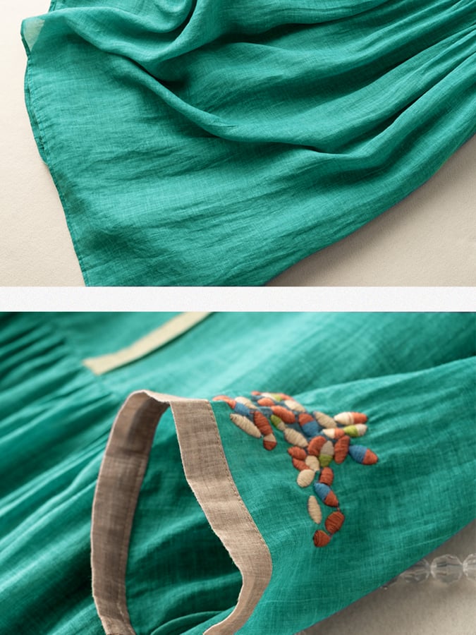 Robe midi bohème avec broderie florale – Style décontracté et élégant