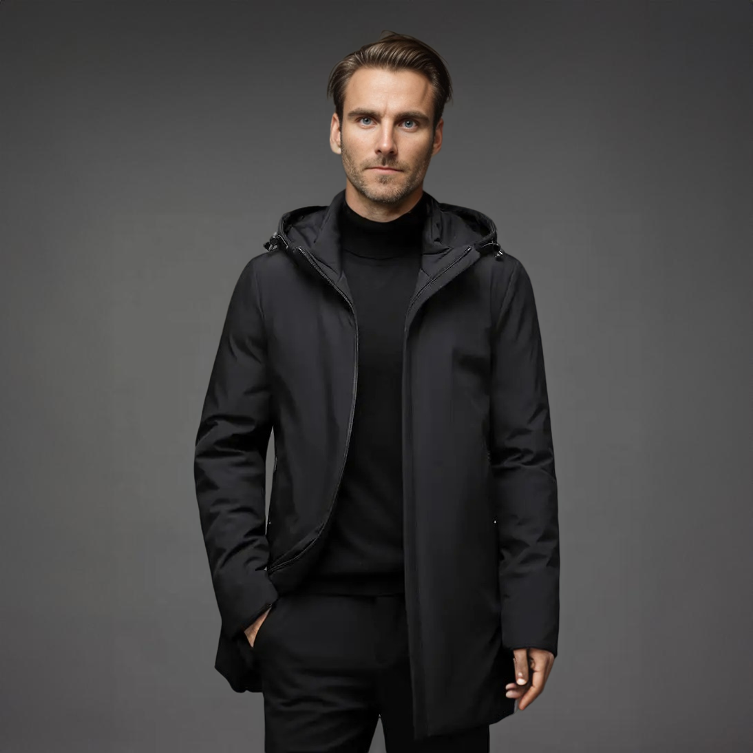 Parka Mi-Longue à Capuche pour Homme – Manteau d’Hiver Chaud