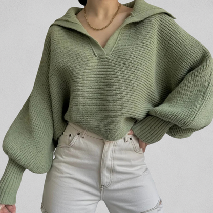 Sweater til kvinder med V-hals og rummelig pasform - Blød og nem
