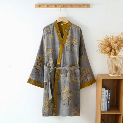 Peignoir Kimono en Coton Luxueux au Style Élégant Intemporel