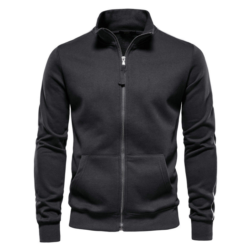 Sweatshirt Décontracté et Chaud pour Hommes – Veste à Col Montant avec Fermeture Éclair et Poches